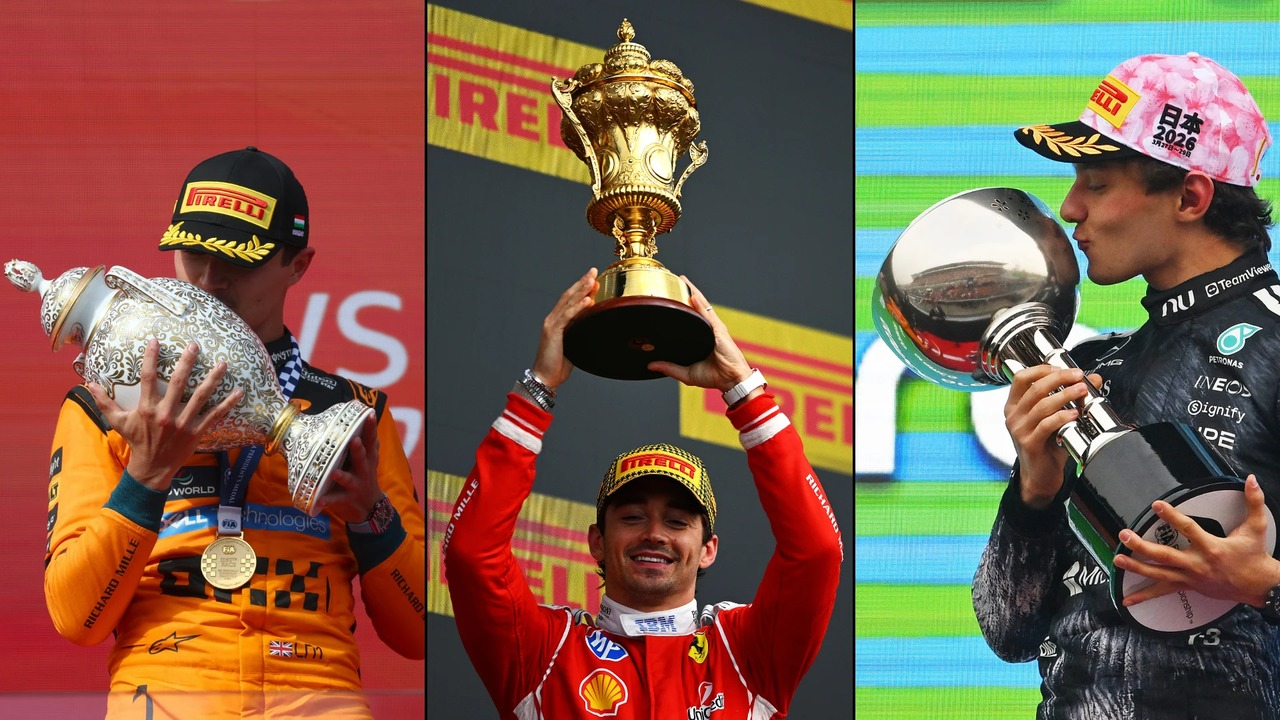 Tre Formula 1-løbsvindere har forskellige Grand Prix-trofæer